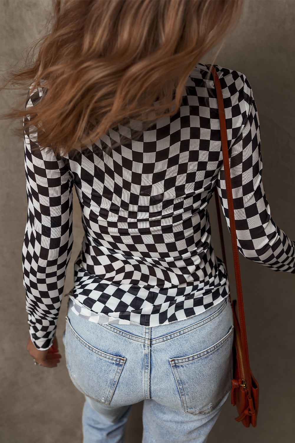 Trippy Check Me Mesh Top