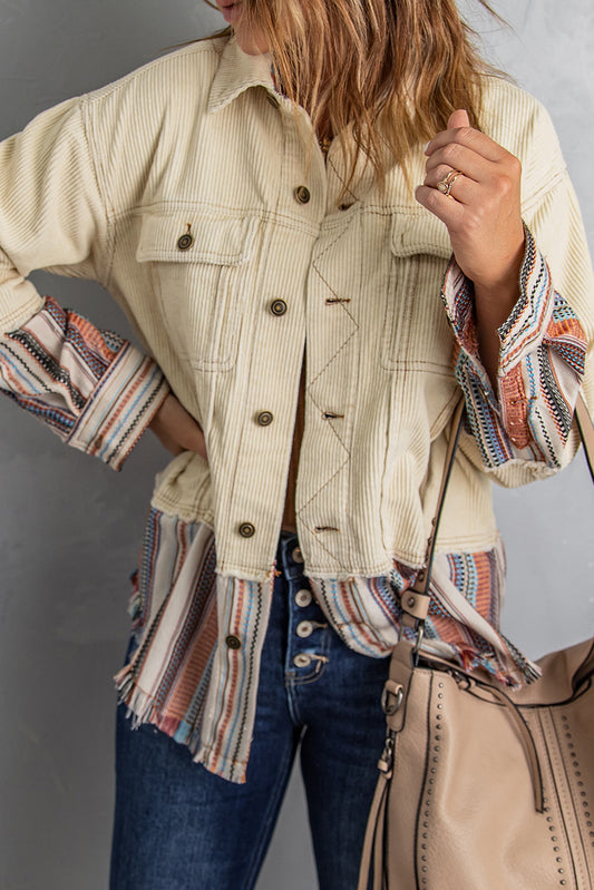 Boho Corduroy Patchwork Shacket