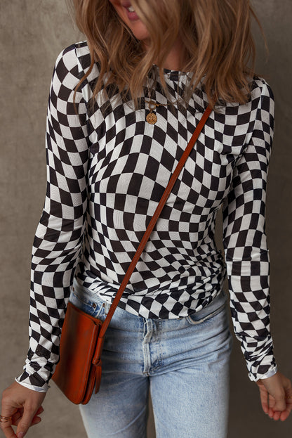 Trippy Check Me Mesh Top